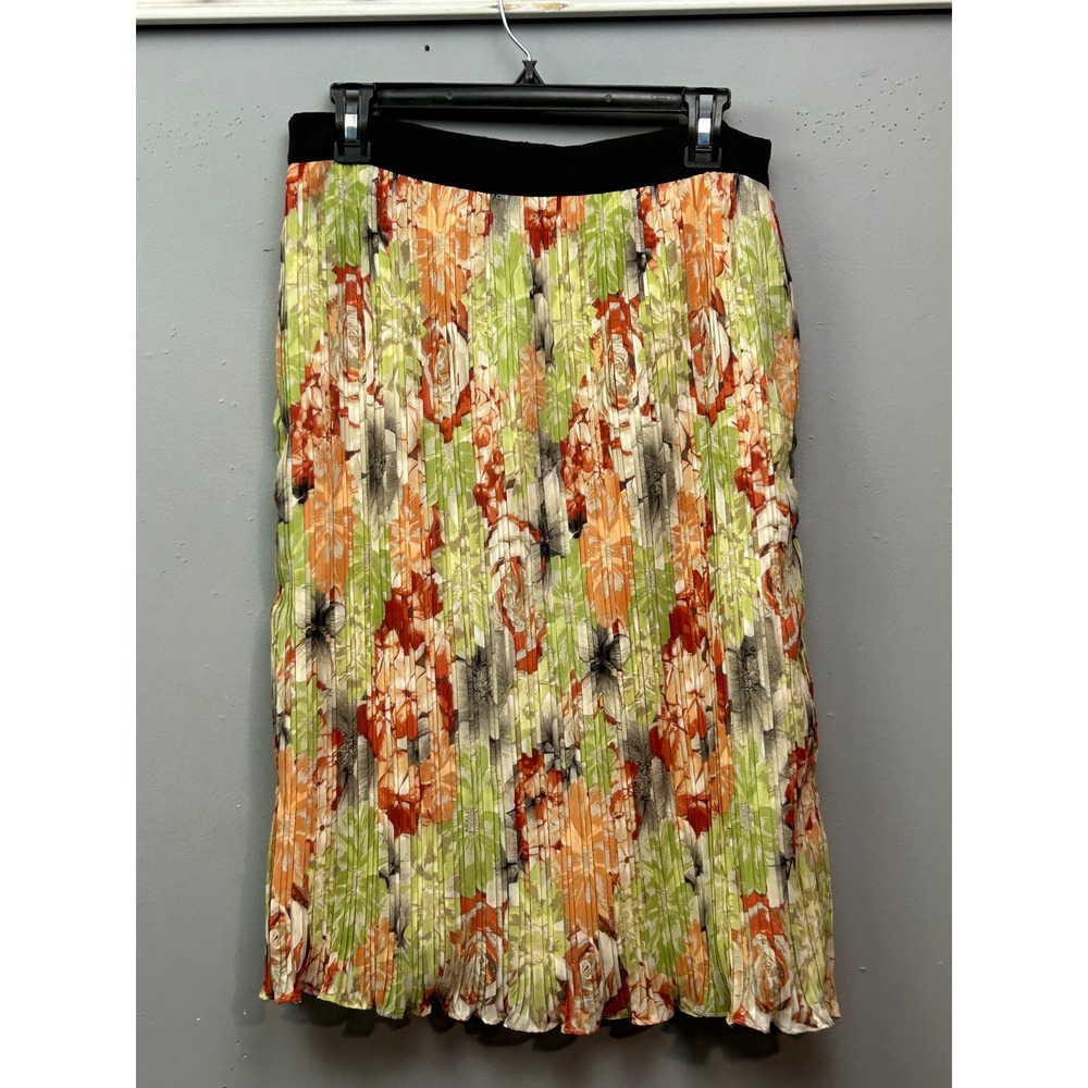 LIKE‎ MYNDED Women's Large Floral Pleated Midi Skirt Career Party Casual